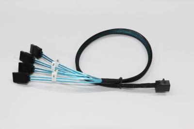 中国 Cable Internal Hd Mini Sas (Sff-8643 Host) - 4x Sata (Target) Cable,Sff-8643 To 4x Sata Cable, 500mm 販売のため