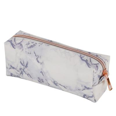 China Hot Sale Recyclable Classic Fashion PU Marble Travel Leather Makeup Bag With Gold Zipper for sale