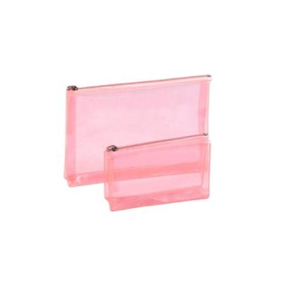 China Vintage BSCI PVC ISO Sedex FAMA Custom Makeup Storage Zipper Pouch Clear Plastic Cosmetic Bag Logo Pink for sale