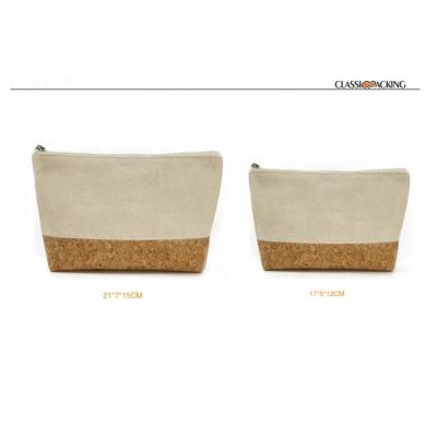 China High Quality BSCI ISO Sedex FAMA Organic Cotton Canvas Zipper Packing Canvas Pouch Natural Recycled RPET Cork Makeup Cosmetic Bag for sale