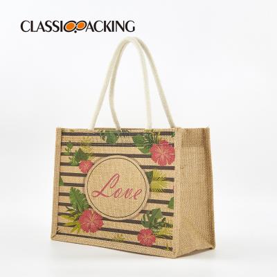 China BSCI ISO Sedex Disney FAMA Promotional Customizable Printing Eco-friendly Jute Handled Reusable Shopping Bag for sale