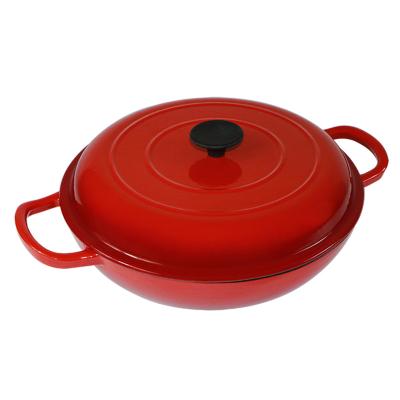 China General use for gas and induction cooker amazon cast iron enamel casserole cookware soup and running shallow seafood cooking pot for amazon for sale