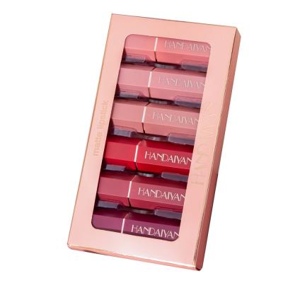 China HANDAIYAN 6 Color Set Vegan Waterproof Lipstick Organic Non-Stick Cup Lasting Velvet Waterproof Matte Lipstick for sale