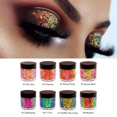 China Private Label Vegan Waterproof High Pigmented Metallic Cameleon Flake Duochrome Glitter Gel Eyeshadow for sale