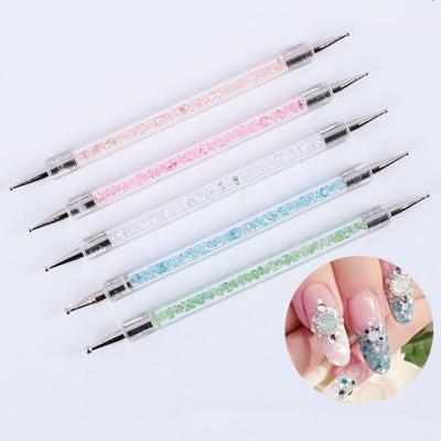 China Beauty Care Make Tools Huamulan Nail Tools New Double headed Nail Pointing Pen Diamond Transparent Rod Pointing Pen Pointing Needle 5-piece for sale