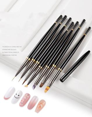 China Beauty Care Make Tools Huamulan 7pcs Wholesale Luxury Flat 3D Flower UV Gel Liner Nail Art Brushes Brush Set for sale