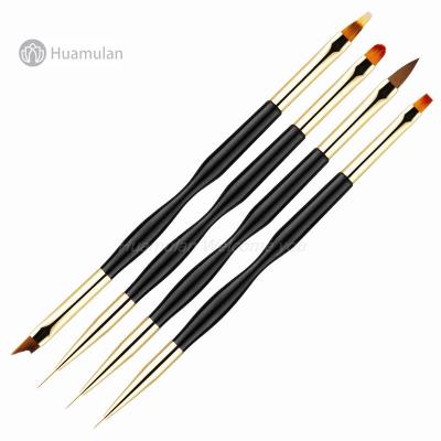 China NAIL Huamulan dual ended nail art liner brush professional liner brush nail art for sale