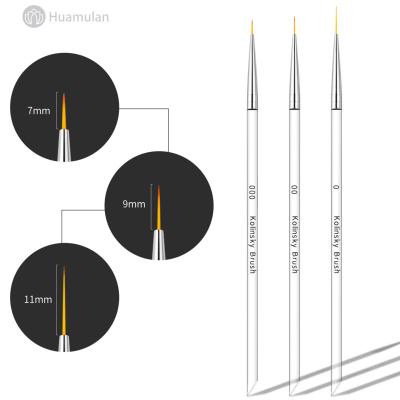 China Beauty Care Make Tools Huamulan Wholesale 100% Pure Kolinsky Acrylic Nail Art Brush Set Custom Logo Kolinsky Acrylic Nail Liner Brush for sale