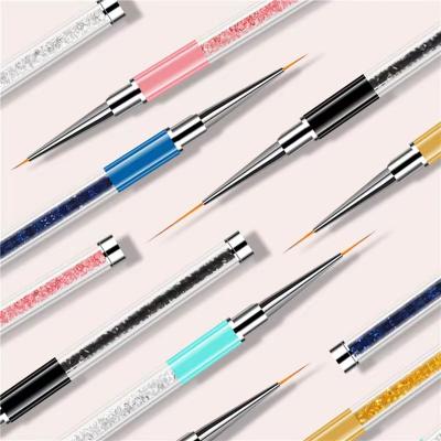 China Nail Art Beauty Salon Huamulan 2022 Design OEM 100% Pure Kolinsky Hair 5 Colors Liner Brush Acrylic Handle For Professional Nail Brush Set for sale