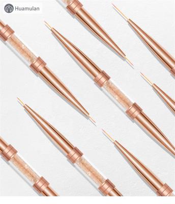 China Beauty Care Make Tools Huamulan Kolinsky Professional Painting 6pcs Double Head Liner Rose Gold Handle Nail Art Brush for sale