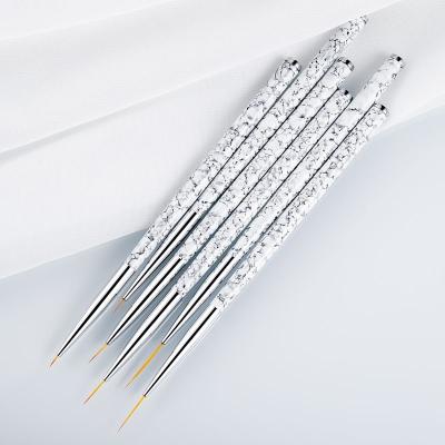 China Beauty Care Make Tools Huamulan Hot Selling 6pcs 100 Pure Kolinsky Nail Liner Brush Accept Customers Logo OEM Black and White Colors Acrylic Handle for sale