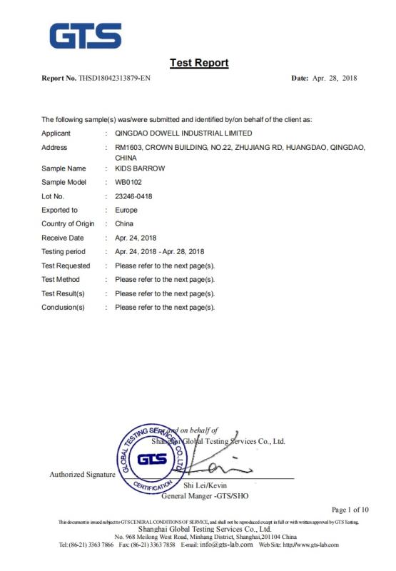 CE - Qingdao Dowell Industrial Trade Co., Ltd.