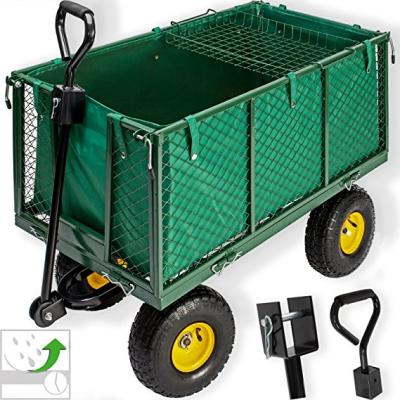 China Tools Size Mesh Side Garden Cart With Cloth Transport Cart Garden Trolley Service Garden Cart for sale