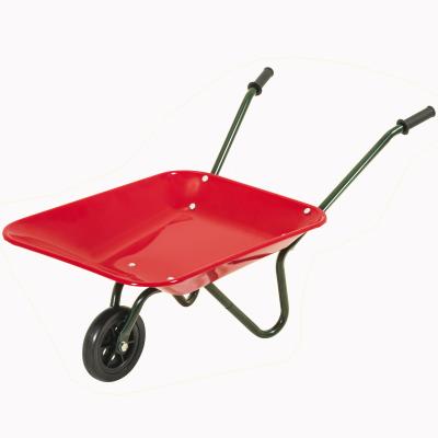 China Metal Kids Garden Metal Wheel Barrow Toy With Solid Wheel for sale