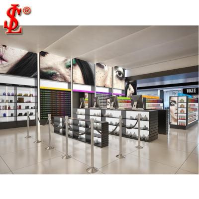 China Shopping Mall Retail Cosmetic Store Interior Decorated Modern Customized Makeup Display Cabinet Showcase for sale