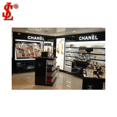 China Modern Customized Designed Wooden Mall Cosmetic Store Makeup Display Showcase Cabinet for sale