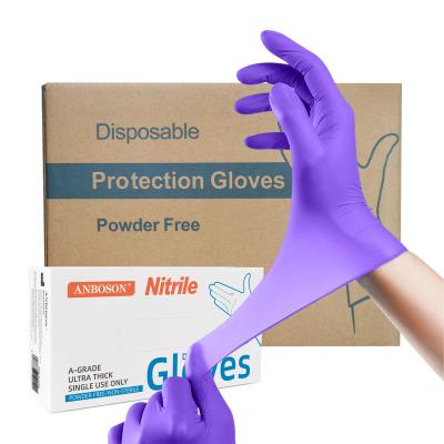 China Touch Screen 5 Mil Disposable Nitrile Purple Gloves for Food Service Grade Safe Tattoo BBQ Mechanic Cleaning for sale