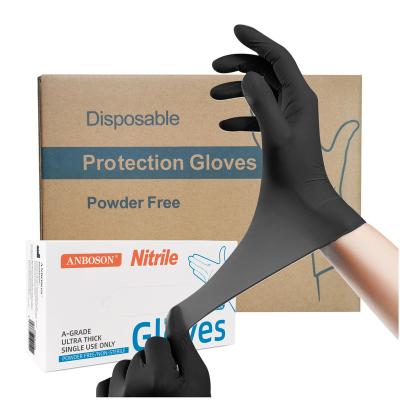 China Touch Screen 100 Box 6Mil Safe work Wholesale Manufacturers Coated Cheap Prices Blue Disposable Black Nitrile Gloves Powder Free for sale