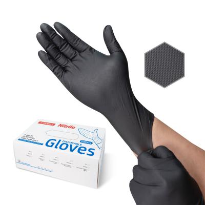 China Touch Screen Powder Latex Free 8 Mil Black Mechanical Diamond Nitrile Gloves for Auto Repair Landscape Gardening Woodworking for sale