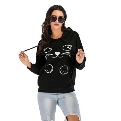 China Custom Street Cat Print Oversize Hoodies High Quality Casual Cute Cartoon Women Anti-wrinkle Hoodie For Women for sale