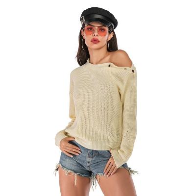 China Anti-pilling Sexy Half Long Sleeve Open Collar Women Casual Off Shoulder Sweater Women Winter for sale