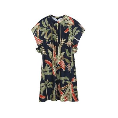 China Anti-Static O-Neck Women's Casual Pleated Dresses Loose Summer Floral Print Dress Chinese Traditional Women for sale