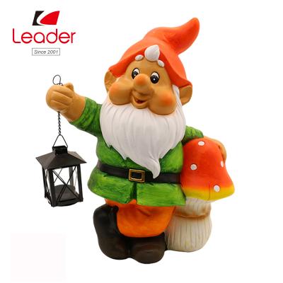 China Best Selling Resin Gnome Magnesia Gnome With Lantern Garden Statues For Garden Gnome Statue for sale