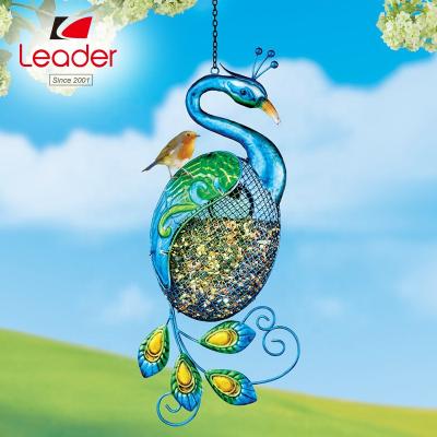 China China BSCI Audit Factory Metal Peacock Birdfeeder Bird Feeder with Hanging Chain for sale