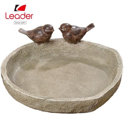 China Wholesale Polyresin Vintage Outdoor Birthbath Polyresin Washbasin With Birds Polyresin Washbasin for sale