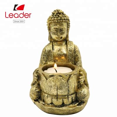 China Buddha candle holder new arrival resin Chinese Buddha candles figurine, small gold Buddha statue candle holder for sale