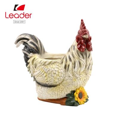 China Custom Handmade Rooster Planter Resin Flower Pots Outdoor Decor Polyresin Flower Pot Flower Pots for sale