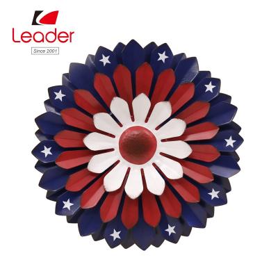 China Large Rustic Patriotic American Flag Flower Wall Decor China Metal Barn Flower Wall Decor for sale