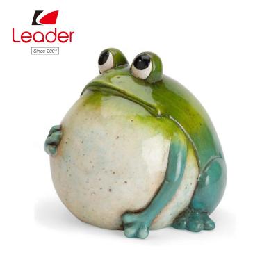 China Hand Painted Decorative Terracotta Frog Figurine Garden Large Green Belly Frog Figurine for sale