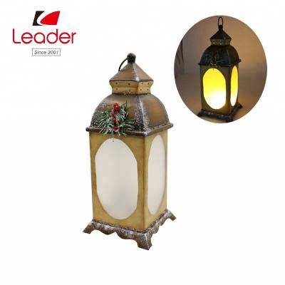 China New Christmas Decoration Metal Christmas Decorative Flame Effect Lanterns, Led Decoration Lights Christmas for sale