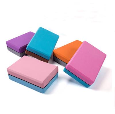 China Gym Fitness Wholesale Two Color EVA Auxiliary Yoga Brick High-Density Yoga Brick for sale