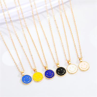 China New Jewelry Face Necklace Fashion Simple Alloy Clavicle Fine Polishing Fresh Smile Multicolor Necklace Handsome for sale