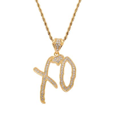 China Hot English love heart xo letter XO necklace hip hop sale jewelry fine polishing hiphop pendant necklace for sale