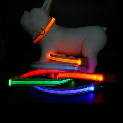 China Reflective Waterproof Led Dog Collar With Usb Harness Led Light Dog Leash Products Set Retractable Led Dog Collar for sale