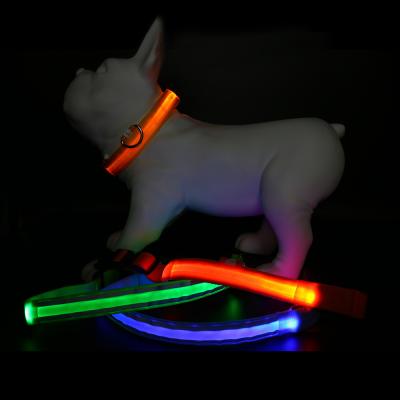 China Night Reflective Nylon Safety Dog Collar Battery LED Flashing Glow For Dogs Pet Supplies Collars For Small Dogs Cats for sale