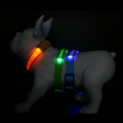 China 2021 Reflective Fashion LED USB Rechargeable Comfortable Nylon Luminous Dog Collars for sale