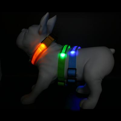 China Reflective Durable Simple Multi Color LED Rechargeable Dog Collar for sale