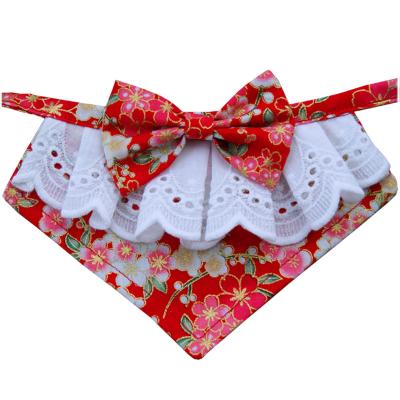 China Infinity scar saliva lace towel personality bow tie dog collar pet scarf viable custom personalized fashion for sale