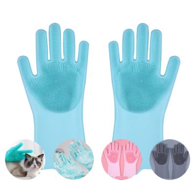 China Cat and Pet Grooming Massage Cleaning Gloves Pet Viable Super Soft Silicone for Cat and Dog Pet Hair Removal Gloves and Total Rollers for sale