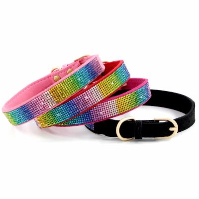 China Luxury Shiny Hot Diamond Lights Large, Medium & Small Pet Supplies Collars For Dogs for sale