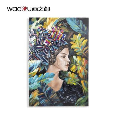 China African Art Oil Painting Canvas Art Home Decor Oil Painting Modern Colorful Jungle Bedroom Women Wall Art Handmade for sale