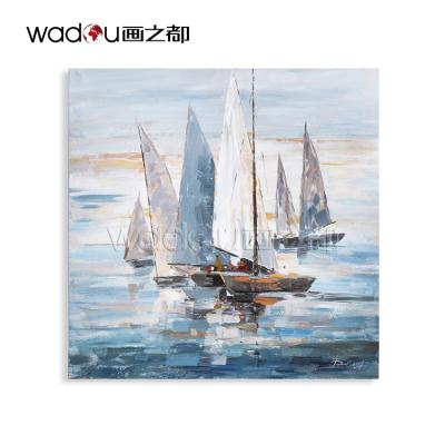 China Hot Selling Modern Fashionable Home Decoration Seascape Boat Wall Art 3d Oil Paintings Custom Ware Oil Paintings for sale