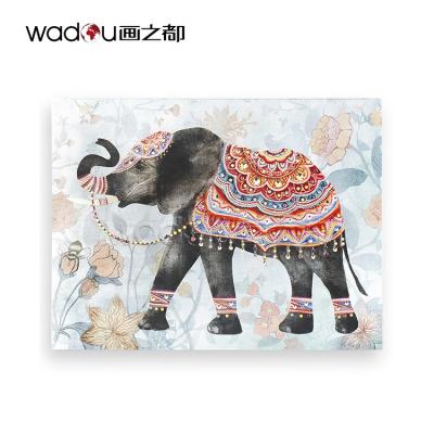 China Modern interior decor printing home silver canvas studs stretched animal elephant print canvas on demand for sale