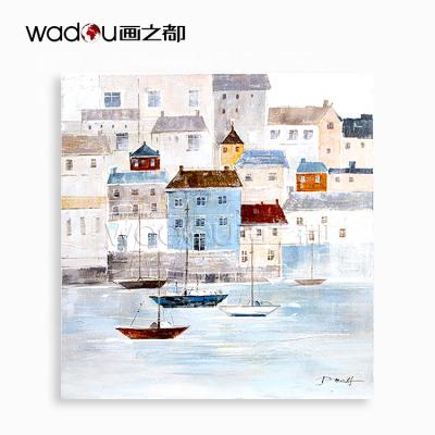 China Beautiful Boats Print Canvas Handmade Painting Modern On Demand Modern Landscape Popular Bedroom for sale