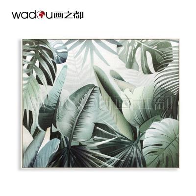 China Modern Framed Sanded Textured Custom Canvas Wall Art Prints Pearlized Modern Canvas Wall Art Picture Print Tropical Plants for sale