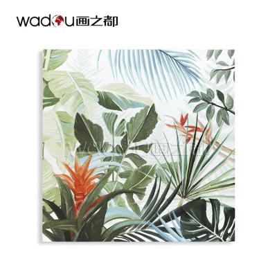 China Modern Sanded Texture Framed Custom Art Prints Tropical Plants Living Room Wall Art Canvas Print Stretched for sale